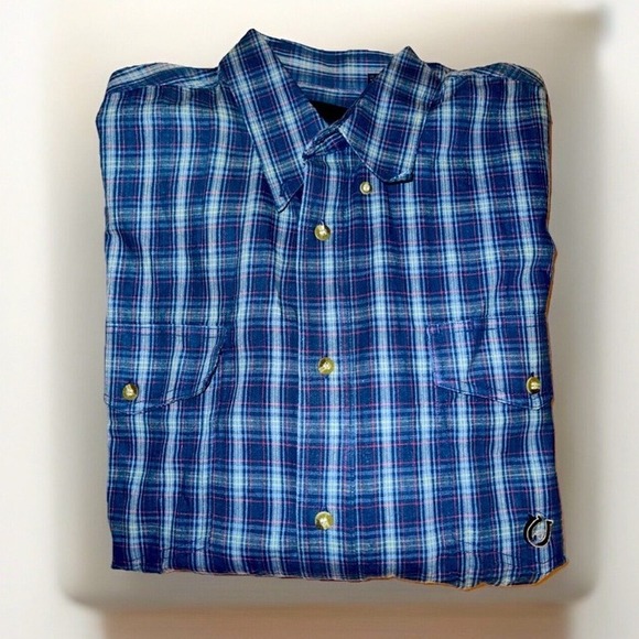 Roper Other - Roper Men's Size L Button Shirt Blue Plaid 100% Cotton Western Cowboycore